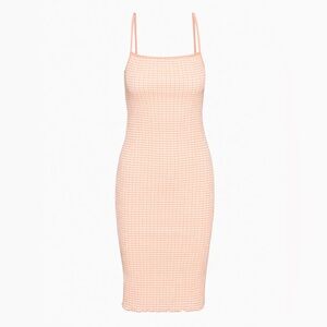 Aritzia Wilfred Jazz Knit Midi Dress Gingham Seersucker Orange Size Small